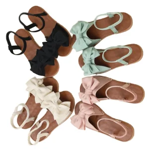 Fashionable Sweet Women’s Shoes K806 Fabric Outdoor Slip-On Sandals Summer New Soft Soled Bow Platform Straight