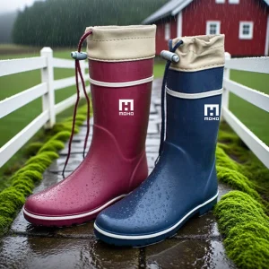 Fashionable Ultra lightweight Women’s Rubber Rain Boots with PU Collar for Warmth Breathable Custom Logo Wellington Boots