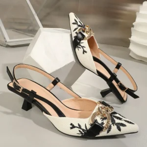 Fashionable Women’s High-Heeled Sandals with Comfortable Slim Heels and Shallow Back Hollowed Out Summer Shoes
