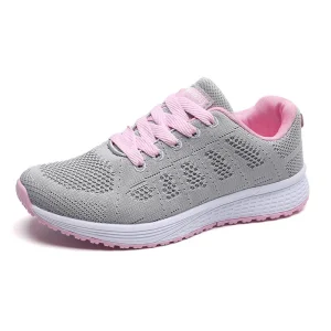 Fashionable Women’s Lace-Up Running Shoes Autumn/Spring Breathable Mesh Upper Lightweight Toe Casual Soft Comfortable