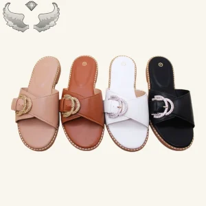 Fashionable and Popular Summer New Style Open toe Retro Durable Glittery Breathable Lightweight Womens Flat Sandals and Slippers