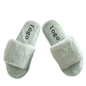Female Autumn Winter Casual Open Toe Fluffy Slippers Thick Sole Comfortable Cozy Non Slip Soft Thick Sole