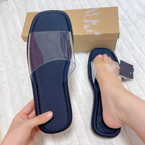 Female Shoes Women’s Sandals Low Platform Transparent Jelly Slippers Summer New Fashion Lady PVC Flat Slippers With Box