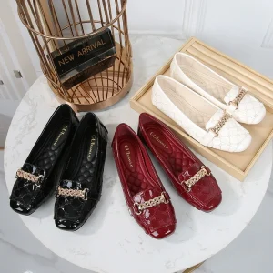 Flat Bottom Loafers Women’s Casual Square Head Pumps Shoes