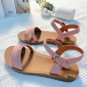 Flat Outdoor Slides Round Toe Casual Women Sandals Flat Ladies Sandals Photo for Women