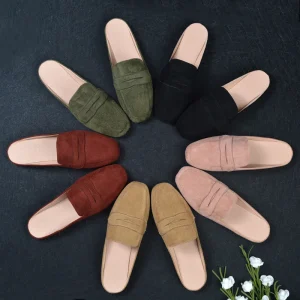 Flat Semi Slippers Women’s Fashion Square Toe Casual Lazy Wear Mules Large Size 41-44