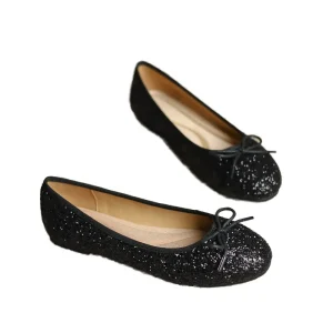 Flat Shoes Women Large Size Bowknot Decoration Round Toe Shallow Mouth Design Ballet Flat Shoes for Dancing