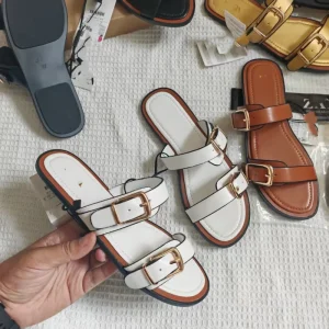 Flat-bottomed Women’s Belt Buckle Flip-flops European-style Open-toe Sandals