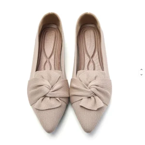 Flats for Womens Pointed Toe Ballet Flats with Bow Comfortable Knit Dressy Flats