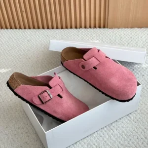 Flip-flops for Men and Women Cork Soled Three-breasted Slippers Leather Double-breasted