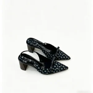 Floral Bow Block Heel Closed Toe Sandals, Fairy Style, Shallow Mouth Pumps, Elegant Women Dress Shoes