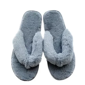 Fluffy Faux Fur Slippers for Women Non Slip Lightweight Flip Flops Warm Soft Indoor Mules Spring Winter