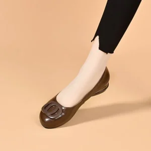 Foreign Trade Seasonal Simple Design Slip on Thick Heel Round Buckle Commuting