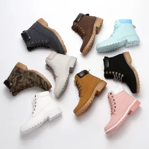 Foreign Trade Winter Women’s British for Boots TPU Upper Rubber Outsole Mid Calf Fleece lined Warm Cotton Shoes Flat