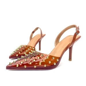 Formal Sparkling Rivet Women’s High Heel Sandals Rhombus Unique Banquet Wedding Bridal Luxury Dress Ladies Shoes