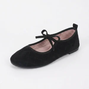 French Flat Checkered Cloth Round Toe Mary Jane Shoes Soft Flat Bottom Non Tiring Ballet Single Shoes Women’s Casual Shoes