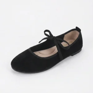 French Flat Lace up Bow Round toe Mary Jane Shoes with Soft Flat Soles for Comfortable Ballet Flats and Casual Women’s Flats