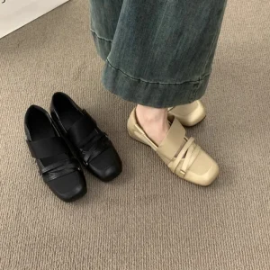 French Height Increasing Satin Single Layer Women’s Ballet Flats Solid Velcro Closure New All Match Commuting Shoes