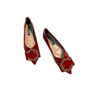 French Patent Leather Wedding Ballet Flats in Burgundy
