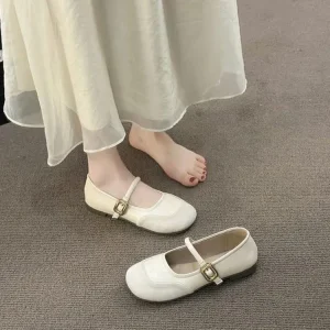 French Style Gentle Mary Jane Shallow Mouth Single Layer Lightweight Low PU Upper Women’s Spring New High End Elegant
