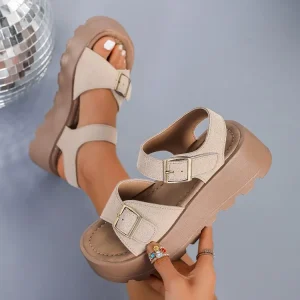 French Summer Women’s Sandals Comfortable Thick soled Double buckle Casual Beach Sandals