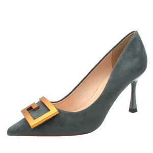 French Women’s High Heels Shoes Thin Heels Spring Summer Metal Sexy Breathable Soft Closed Toe Pointed Toe