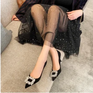 French style Pointed Rhinestone High Heels Women Thin Heels 6 8cm Slip On Closure Large Small Sizes