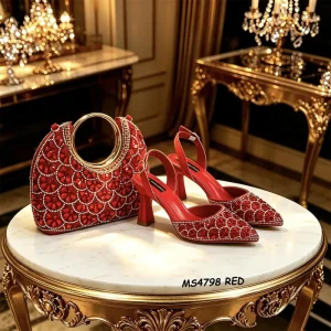 Fuchsia African Sandals Shoes Matching Handbag Set Lady’s 6CM High Heels Shoes Bag Set