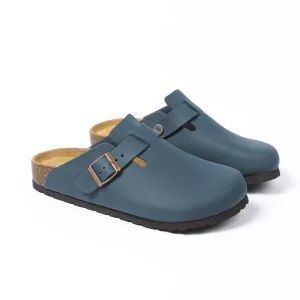 Genuine Leather Cork Foot-bed Garden Mules Comfort Clogs Slippers for Unisex