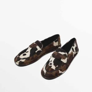 Genuine Leather Horse Fur Small Leather Shoes Loafers Women’s Thick Sole Round Toe Thick Heel British Style