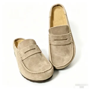Genuine Leather Suede Closed Toe Breathable All Seasons Mules British Retro Style Casual Outdoor Fashionable Men’s Women’s Shoes