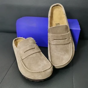 Genuine Leather Suede Closed toe Breathable All Seasons Mules British Retro Style Casual Outdoor Fashionable Men’s Women’s Shoes
