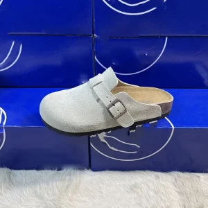 Genuine Leather Suede Luxury Sandals Close Toe Midsole Light All Seasons Clogs Taupe Slipper Top Quality Mules