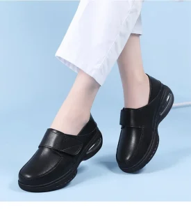 Genuine Leather Upper Anti-Slip Shock-Absorbing Low Cut Round Toe Women’s Hotel Work Shoes