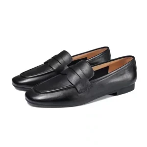 Genuine Leather Women Flat Loafers Chunky Shoes for Ladies