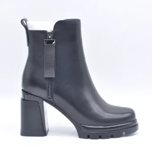 Genuine Leather Women’s Boots with Zipper High Heeled Office Ankle Boots