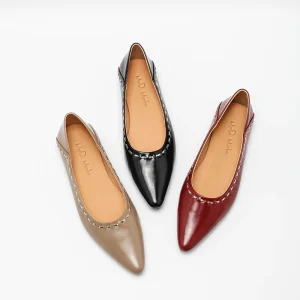 Glossy Leather Women’s Flats Comfortable All Day Office Footwear