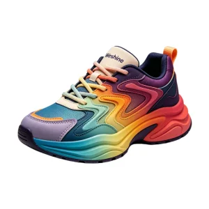 Gradient Rainbow Unisex Sneaker Vibrant Platform Running Shoes Mens Womens Lightweight Casual Outdoor Walking Trainers