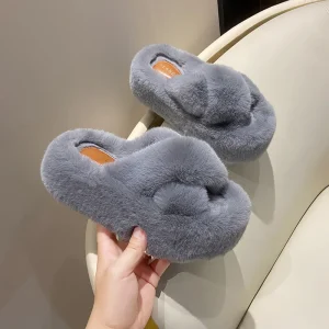 Greatslides Ladies Luxury Female Fashion Flat Slippers Womens Shoes Flats Sandals Cute Fur Slides for Women