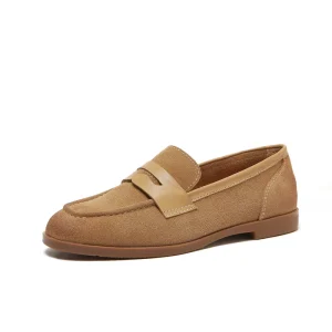 Guangzhou Shoe Manufacturers OEM ODM Soft Slip-On Suede Penny Loafers Flat Shoes for Women Leather Moccasin Shoes