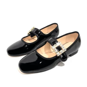 H Letter Metal Buckle Women’s Flat Shoes Square Toe Office Casual Flats Belt Buckle Loafers Mules