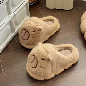 HF Women’s High Quality Capybara Shaped for Slippers Winter Warm and Cute TPR Outsole for Spring and Autumn Use
