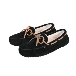 Handmade Autumn/Winter Women’s Boat Shoes Slip-On Anti-Slip Custom Logo Real Leather Flats Moccasin Slipper