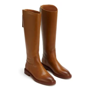 Handmade Luxury Top Grade Women’s Boots Knee High Boots Buckle Genuine Leather Boot with Zipper Opening