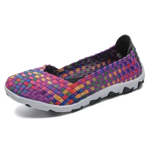 Handmade Woven Flats Women Shoes Breathable Casual Sports Elastic Straps Women’s Fashion Dance Shoes