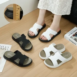 Harvest Fashion Women’s Leather Slippers Flip Flops Sandals Massage Thick Sole Ladies Classic Shoes