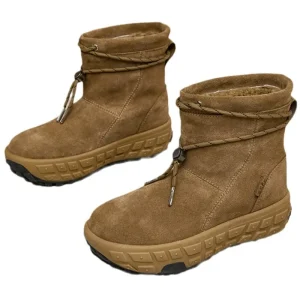 Heightening Strap On Non Slip Leather Warm Plush Women’s Snow Boots