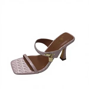 High-End Customizable Women’s Square Toe Slip-On Heeled Sandals Jacquard Fabric 9cm Heel PU Midsole Rubber Outsole Fashion Trend