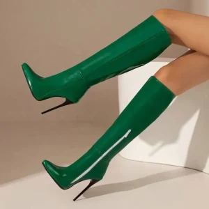 High Fashion Good Quality Pu Leather High Heels Fall Winter Women’s Tall Boots