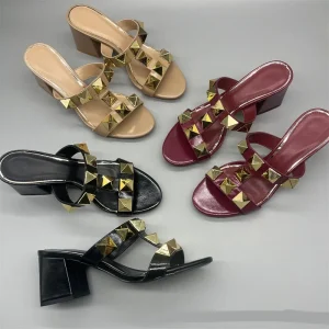 High Heel Sandals Sexy Banquet Outdoor Casual Coarse Heel Women’s High Heel Slippers